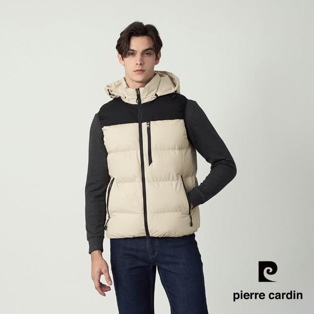 【pierre cardin 皮爾卡登】網路獨家 男款 保暖科技棉防潑水連帽背心(多色任選)
