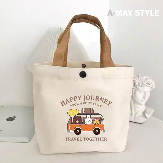 【Amay Style 艾美時尚】現貨帆布袋 帆布包 手提包 輕便可愛小熊字母塗鴉帆布提袋(共三款.9色)