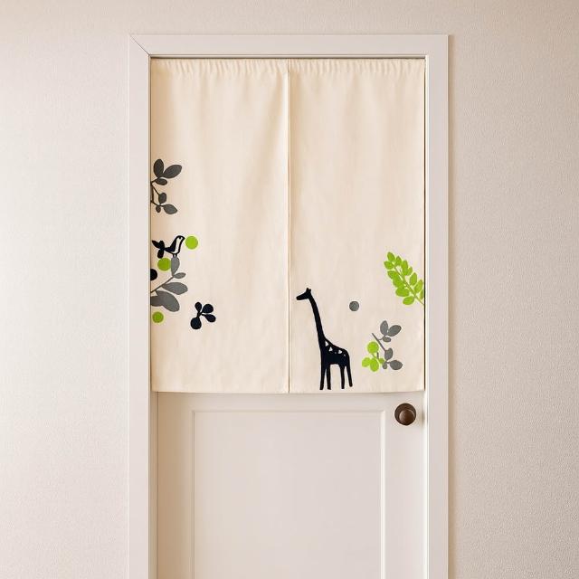 【PLUSIEURS】藍染日棉彩色刺繡門簾(寬85*高120公分 送伸縮門桿)