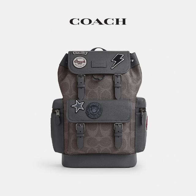 【COACH】蔻馳官方直營 SPRINT 經典 SIGNATURE 貼飾後背包 雙肩包-灰銅色/混合灰色(CCG03)