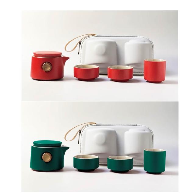 【渥思】買一送一 隨行泡茶杯壺組/附收納包(2色任選.露營泡茶.收納茶杯)