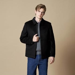 【pierre cardin 皮爾卡登】休閒服飾 男款 羊毛混紡翻領羽絨外套-黑色(5245773-99)