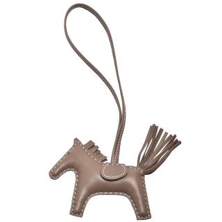 【Hermes 愛馬仕】RODEO MM馬兒造型撞色小羊皮鑰匙圈/吊飾(迷你-大象灰色H064929CA-ETOUPE)