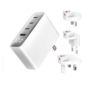 【YOMIX 優迷】萬國轉接頭組★100W氮化鎵數據顯示四孔快充充電器(Type-C/USB/筆電快充/豆腐頭/充電頭/I17適