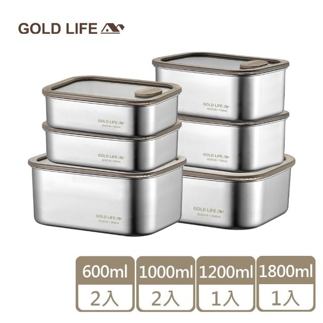 【GOLD LIFE】可微波316不鏽鋼保鮮盒、防燙夾、保冰餐袋(豪華組多款組合任選)