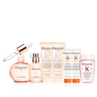 【KERASTASE 巴黎卡詩】釉光香頌奢寵香氛組(小粉球/護髮精油/髮油+髮香水)