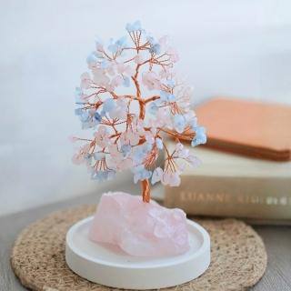 【BLUMA】粉晶海藍寶石水晶樹 原礦底座 雙色招財樹(開運居家擺件 療癒 新婚 畢業 生日禮物)