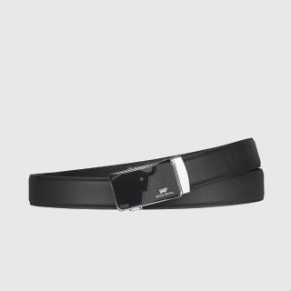 【BRAUN BUFFEL 德國小金牛】時尚紳士 牛型圖騰自動扣皮帶-銀色(BF25S-WEG21340-SNK) 送禮推薦