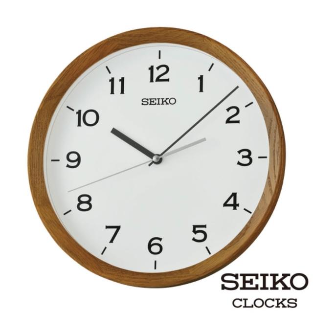 SEIKO 精工】日系風格唯美極簡木質框時鐘掛鐘QXA853(羅馬數字時分秒針