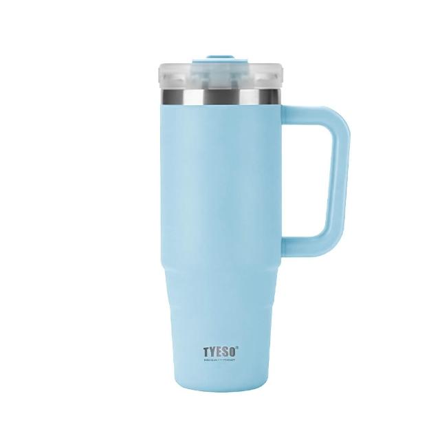 【TYESO】900ml 304不銹鋼手把冰霸杯(自帶手把 附吸管 雙層真空 保溫保冷)
