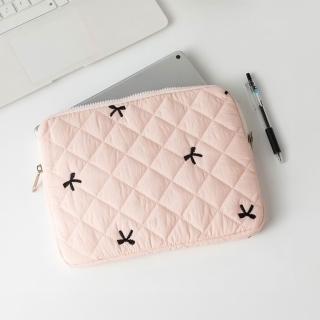【韓版ins】可愛菱格刺繡蝴蝶結平板包11吋(收納包 ipad macbook 內膽包 防震 繪圖板 筆電 保護套)