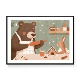 【菠蘿選畫所】雪花中的薑餅小屋 - 30x40cm(聖誕節禮物/臥室佈置/玄關掛畫)