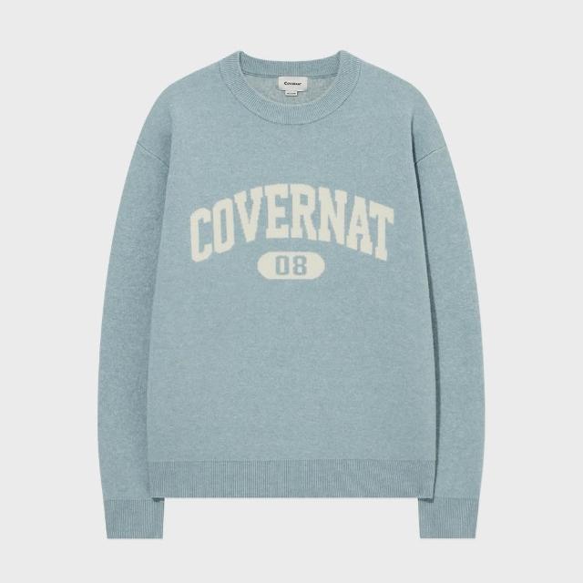 【COVERNAT】官方旗艦館 經典Logo針織衫(UNI針織上衣 米白/棕/炭灰/淺藍色)