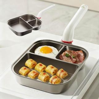 【CATD】鈦金三合一平底鍋 多功能三格煎鍋 早餐鍋 不粘鍋  煎餅鍋 早餐煎鍋 早餐神器 炒鍋 家用煎蛋漢堡鍋