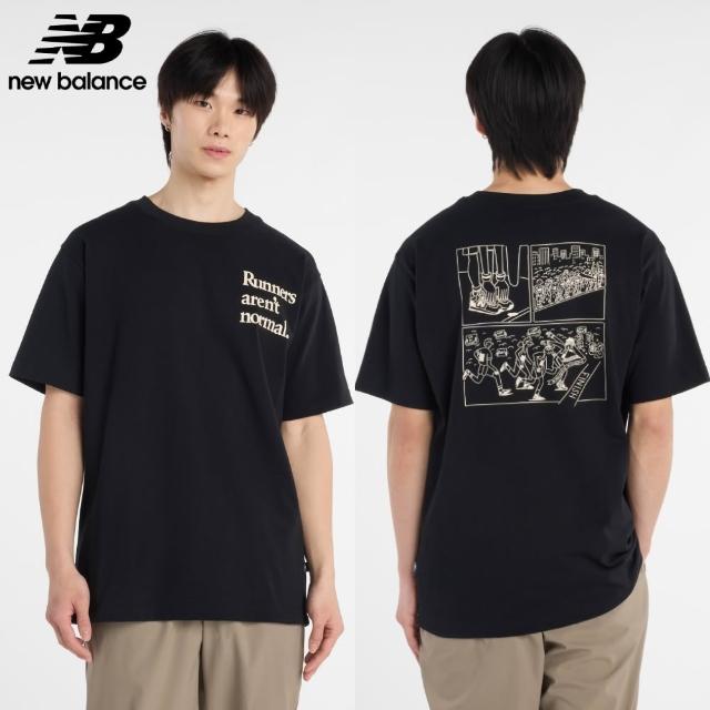 【NEW BALANCE】NB 圖案短T_男性_黑/杏色_MT53921BK_MT53921SST(美版 版型偏大)