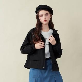 【ELLE ACTIVE】女款 防潑水連帽機能外套-黑色(EA25A2W6102-99)