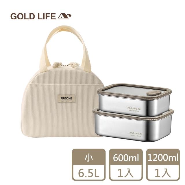 【GOLD LIFE】超值組-鎖味留鮮可微波316不鏽鋼保鮮盒(防燙夾/防漏/上蓋可微波)