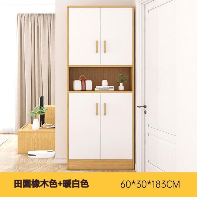 【銘利萊】鞋櫃家用 收納櫃一體 靠牆玄關櫃 入戶室內多層鞋架(四門帶格款 60*30*183)