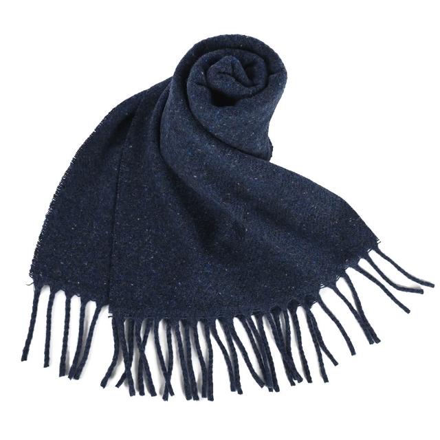 【RALPH LAUREN】POLO義大利製經典刺繡小馬多色純羊毛流蘇圍巾(任選)