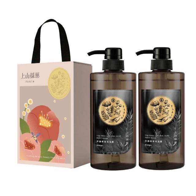 【tsaio 上山採藥】momo獨家禮盒★五星沐浴600ml*2入組(艾草/茶樹沐浴乳/送禮)