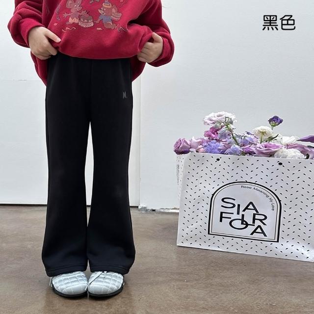 【橘魔法】厚刷毛膠印喇叭褲 大童 兒童 女童 童裝 厚長褲 內搭褲 打底褲 休閒褲 長褲 褲子