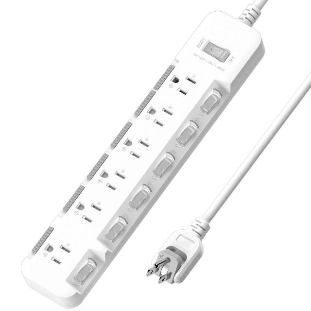 【iPlus+ 保護傘】7開6插3P防塵抗雷擊旋轉插頭延長線2.7M(PU-3767S 斜面開關.台灣製.防火)