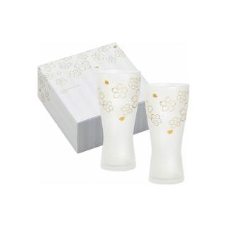 【ADERIA】日本製 金彩櫻花啤酒杯對杯組(310ml)