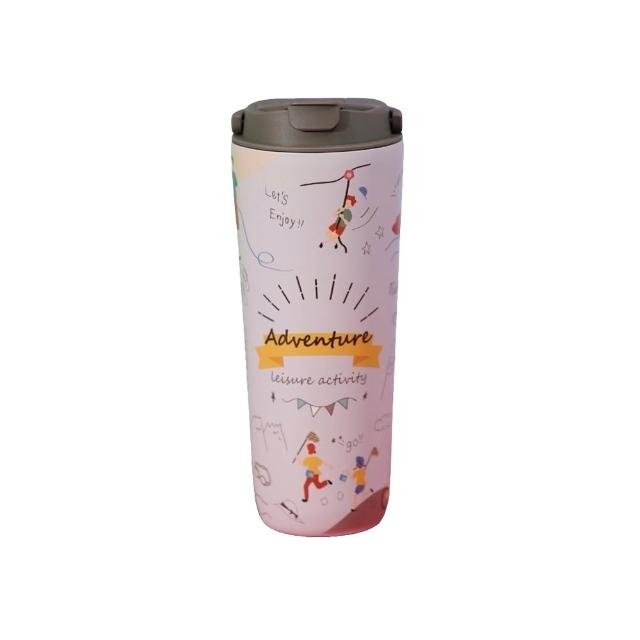 【Titanium 鈦造】純鈦跳跳杯 跳跳愛畫畫 城市漫遊系列 800ml(保溫瓶 台灣鈦杯 鈦金屬 長效保溫 環保杯)