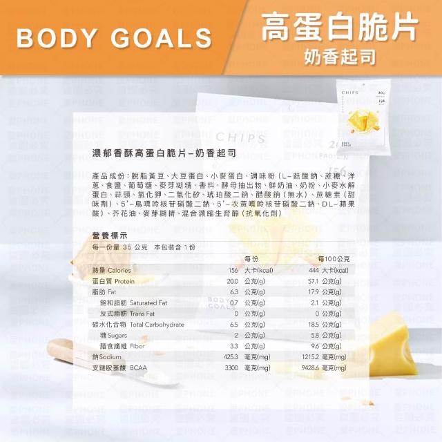 【愛Phone】Body Goals 高蛋白脆片(非油炸餅乾 健康零食 高蛋白 酸奶洋蔥 奶香起司 墨西哥紅椒 脆片)