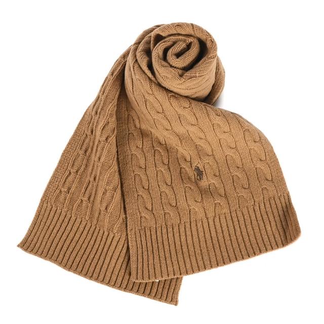 【RALPH LAUREN】POLO刺繡小馬素面/麻花羊毛針織圍巾(多色任選)
