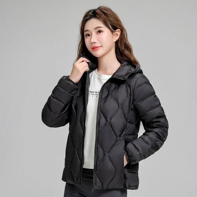 【巴黎精品】極速到貨真90%輕羽絨外套白鴨絨連帽保暖外套輕便羽絨衣羽絨外套(簡約女夾克2款6色hd10)