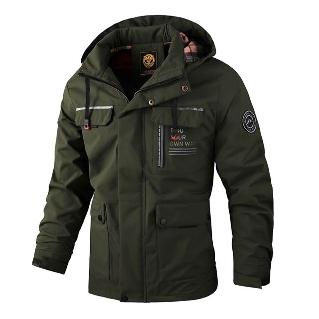 【巴黎精品】現貨出清 衝鋒衣連帽外套休閒夾克(軍裝修身中長款多口袋春夏薄款男外套2款a1ck6 A)S