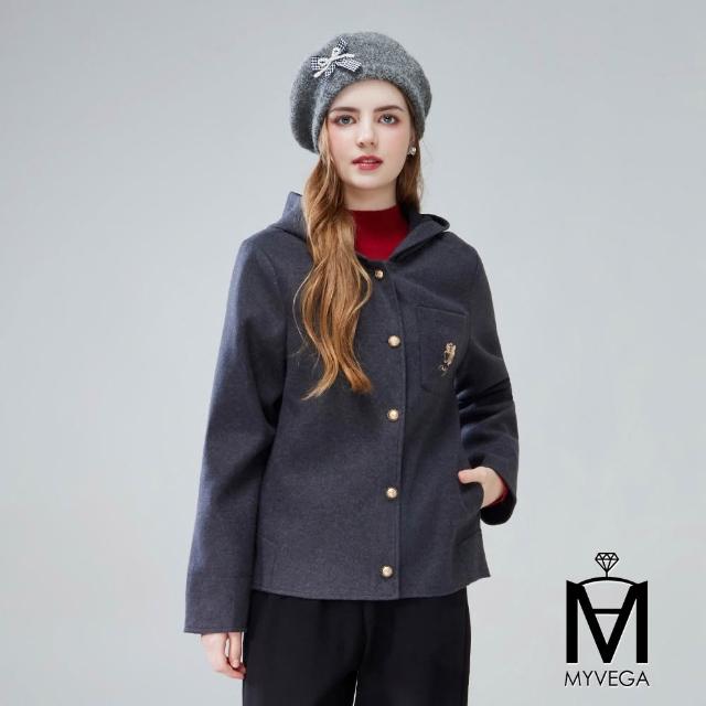 【MYVEGA 麥雪爾】MA保暖毛呢幸運草/假兩件針織連帽外套-二款任選(日系/連帽外套/針織外套/保暖外套/大衣)