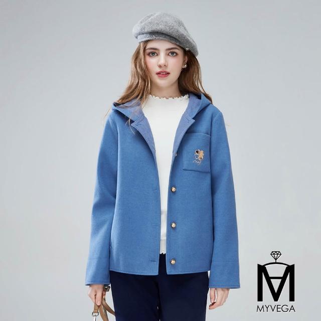 【MYVEGA 麥雪爾】MA保暖毛呢幸運草/假兩件針織連帽外套-二款任選(日系/連帽外套/針織外套/保暖外套/大衣)