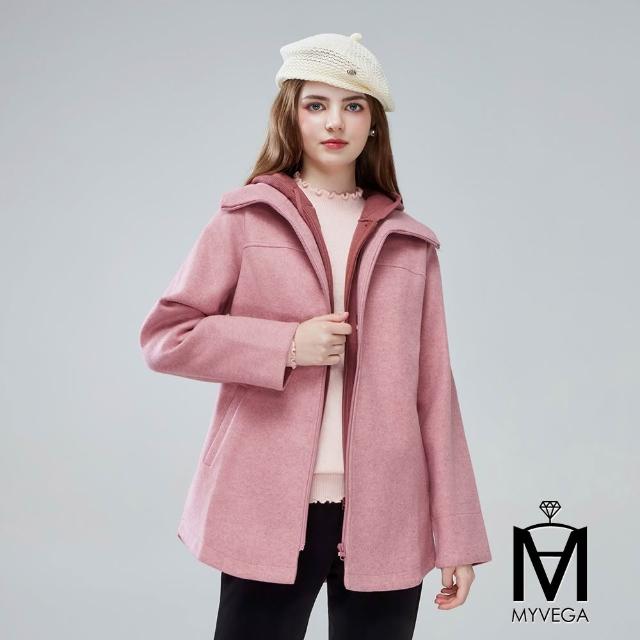 【MYVEGA 麥雪爾】MA保暖毛呢幸運草/假兩件針織連帽外套-二款任選(日系/連帽外套/針織外套/保暖外套/大衣)