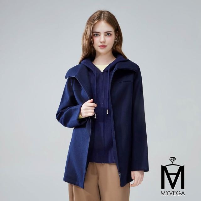 【MYVEGA 麥雪爾】MA保暖毛呢幸運草/假兩件針織連帽外套-二款任選(日系/連帽外套/針織外套/保暖外套/大衣)