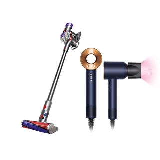 【dyson 戴森】V8 SV25 新一代無線吸塵器 + HD08 吹風機 溫控 負離子(銀銅色)(超值組)