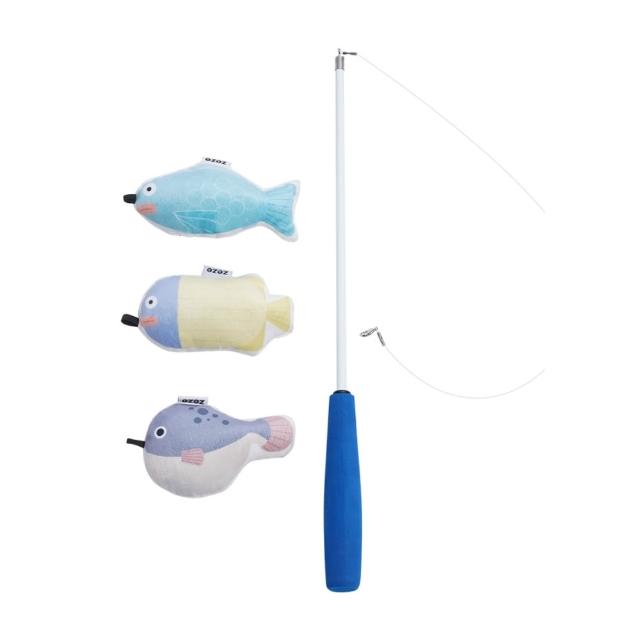 【ZEZE 哲哲】數位魚可伸縮逗貓桿逗貓棒磨牙啃咬貓玩具仿真魚自嗨貓薄荷玩具