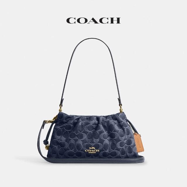 【COACH】蔻馳官方直營 FAYE 經典SIGNATURE丹寧布單肩手袋 單肩包 拉繩包 斜背包-2色任選(CDE45/CDB93)