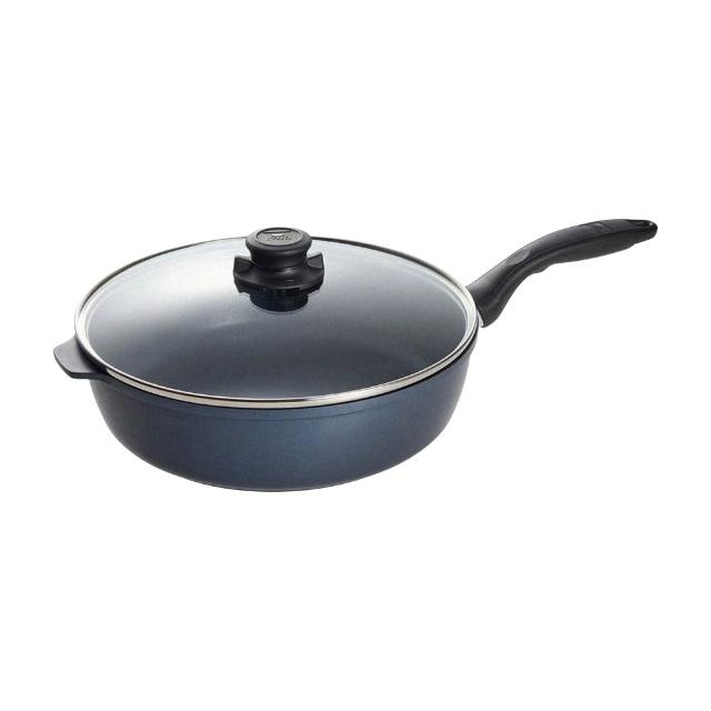 【CorelleBrands 康寧餐具】WORLD KITCHEN 大金藍寶石鑄造不沾深煎鍋26cm(含蓋)/平煎鍋28cm(含蓋)-兩款任選