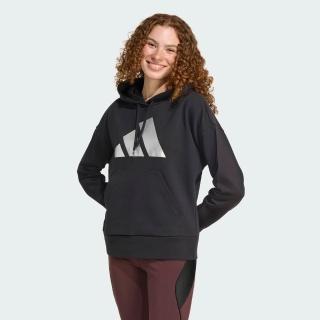 【adidas 愛迪達】長袖上衣 女 帽T 刷毛 亞規 W HOL MET HD 黑 JV8526(S3211)