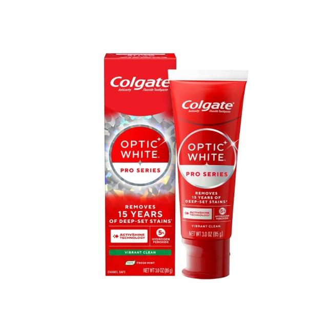【Colgate 高露潔】OPTIC WHITE光感.白 5% Pro Series瞬白牙膏85gx2 (新上市/升級配方/IU代言/美白/亮白)