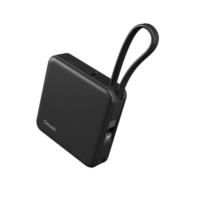 【amuok】5000mAh Cube迷你雙線行動電源 行充 自帶線行動電源