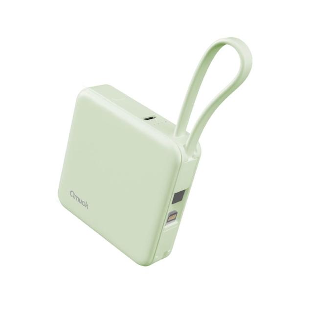 【amuok】5000mAh Cube迷你雙線行動電源 行充 自帶線行動電源