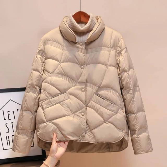 【巴黎精品】極速出貨 真羽絨90%鴨絨輕羽絨外套羽絨衣夾克(保暖中長款菱格寬鬆簡約女外套4款a1hd4)