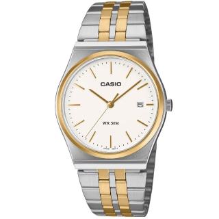 【CASIO 卡西歐】石英鋼帶石英男錶-白面中金 / MTP-B145SG-7A (原廠公司貨)