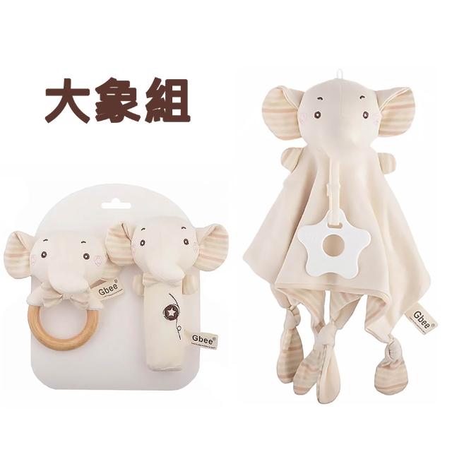 【Kori Deer 可莉鹿】彌月禮盒組-有機棉嬰兒手搖鈴+固齒器安撫巾(新生兒禮物滿月安撫音樂鈴感官早教)