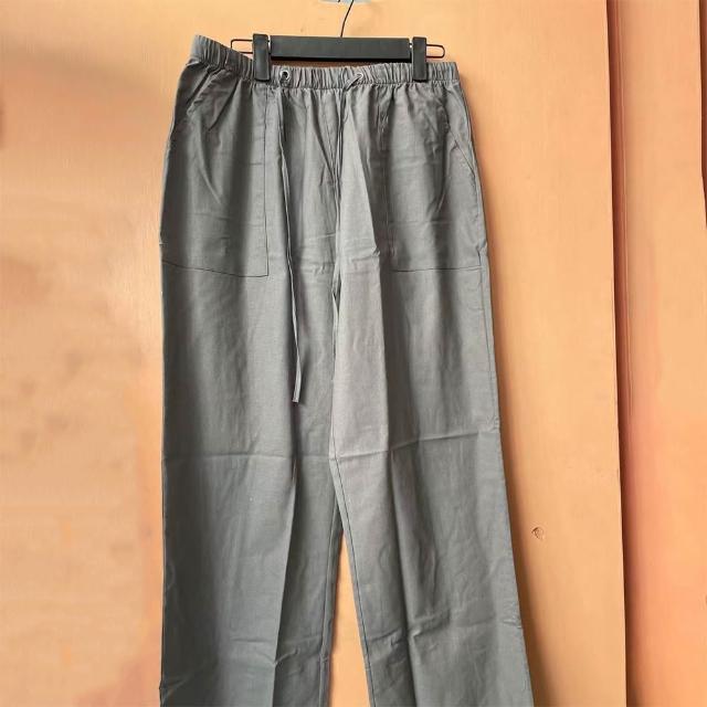 【巴黎精品】現貨限搶 亞麻棉麻褲大碼寬褲透氣吸汗(運動休閒長褲男褲子2款b1a3 B)S