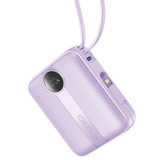 VOORCA D916 10000mAh 行動電源 22.5W自帶Type-C/Lightning線 mini隨身充