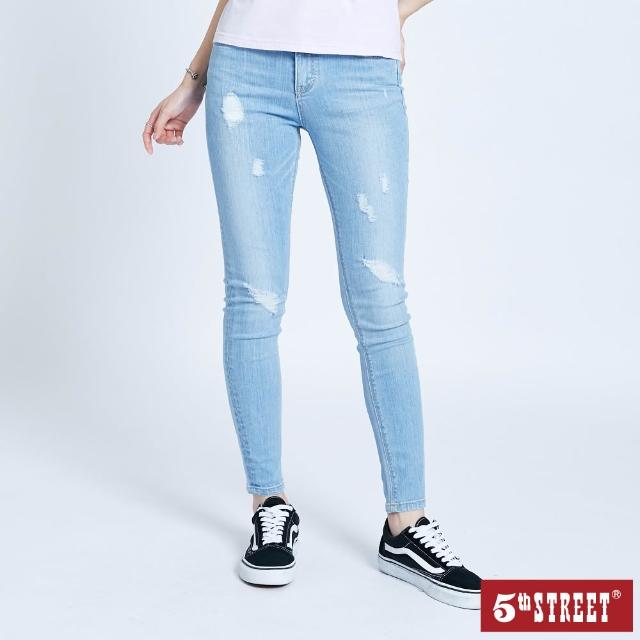 【5th STREET】女裝 男裝 牛仔褲 直筒褲 彈力褲 黑色 藍色(多款任選)
